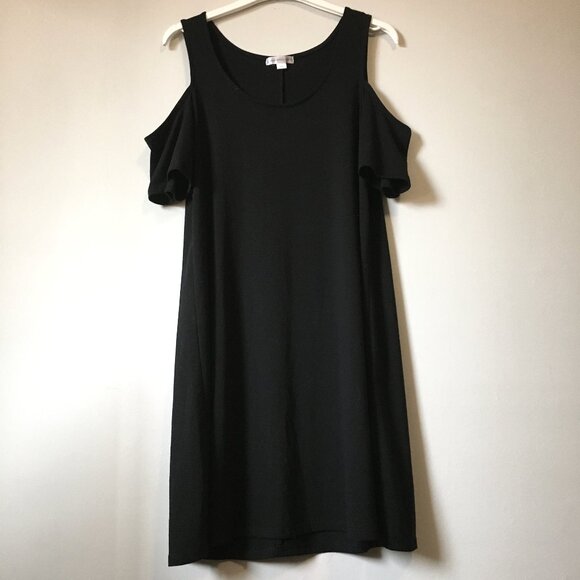 Cold Shoulder Black Jersey Rayon Blend Dress - Picture 1 of 13